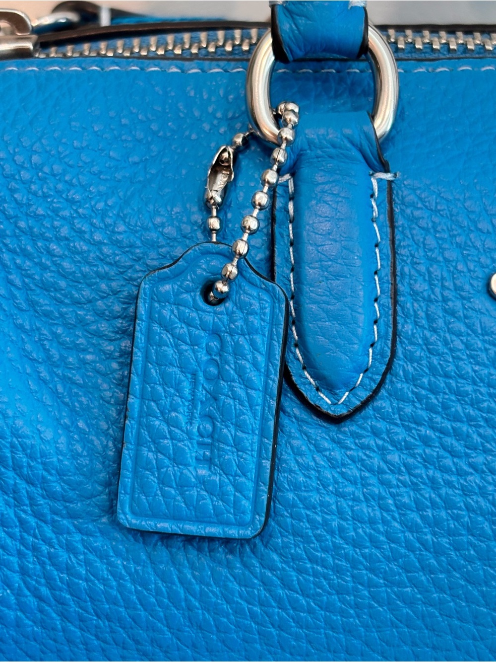 COACH Lacey “Electric Blue" Pebbled Leather Mini Crossbody Bag $398+ - Picture 4 of 16